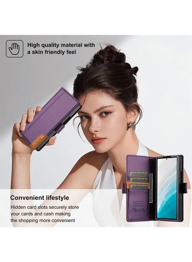 Brown Leather Wallet Case With RFID Blocking For Samsung Galaxy Z Fold 7 Card Holder Kickstand Cover - Image 5